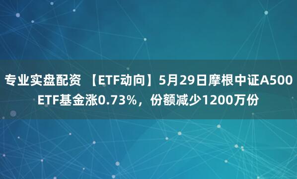 专业实盘配资 【ETF动向】5月29日摩根中证A500ETF基金涨0.73%，份额减少1200万份
