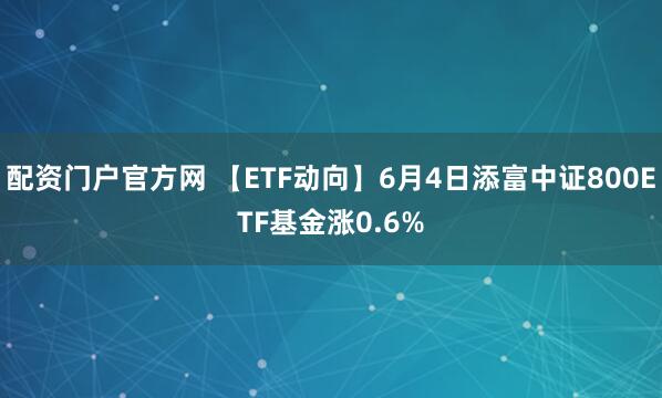 配资门户官方网 【ETF动向】6月4日添富中证800ETF基金涨0.6%
